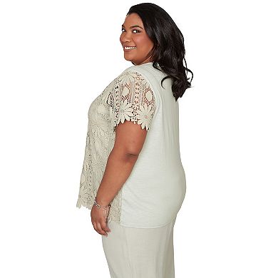 Plus Size Alfred Dunner Floral Lace Short Sleeve Top