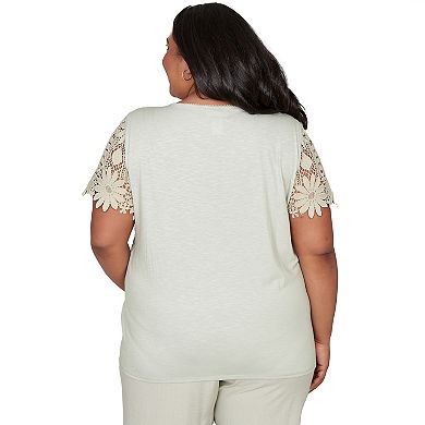 Plus Size Alfred Dunner Floral Lace Short Sleeve Top