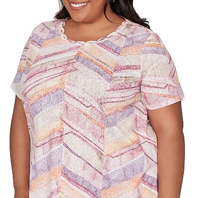 Plus Size Alfred Dunner Chevron Geometric Graphic Tee