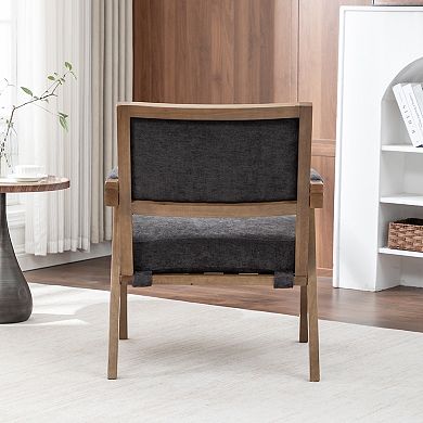 SEYNAR Rustic Mid-Century Chenille Accent Chair with Nailhead Trim and Wood Frame