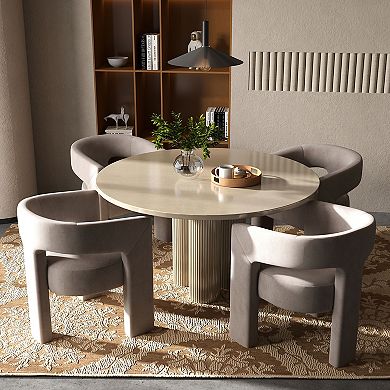 SEYNAR Modern Glam Velvet Upholstered Dining Chair, Open-Back Accent Chair Set of 4