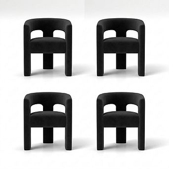 SEYNAR Modern Glam Velvet Upholstered Dining Chair, Open-Back Accent Chair Set of 4