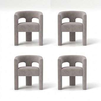 SEYNAR Modern Glam Velvet Upholstered Dining Chair, Open-Back Accent Chair Set of 4