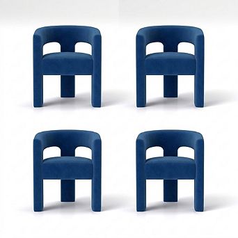 SEYNAR Modern Glam Velvet Upholstered Dining Chair, Open-Back Accent Chair Set of 4