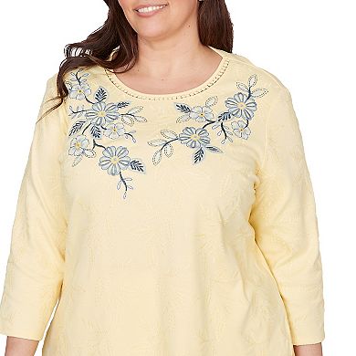 Plus Size Alfred Dunner Floral Embroidered Sunshine Top