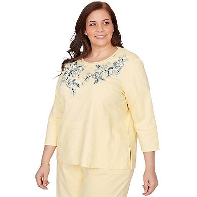 Plus Size Alfred Dunner Floral Embroidered Sunshine Top