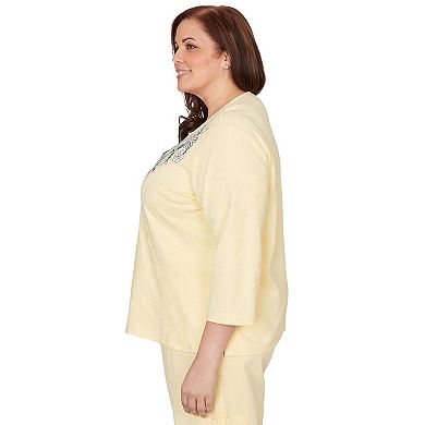 Plus Size Alfred Dunner Floral Embroidered Sunshine Top