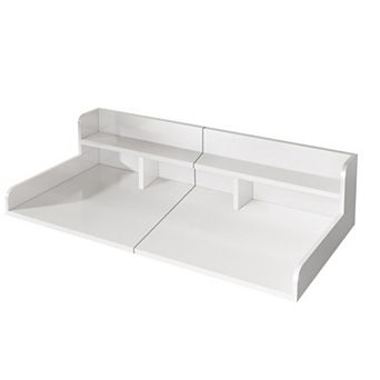 54" x 27.5" Washer Dryer Countertop with Edge, Double Layer Laundry Storage Shelf with Non-Slip Pads