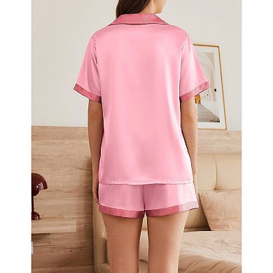 Ekouaer Womens Pajama Set Short Sleeve PJs 2 Piece Button Down Top and Shorts Soft