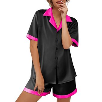 Ekouaer Womens Pajama Set Short Sleeve PJs 2 pc Button Down Top and Shorts Soft