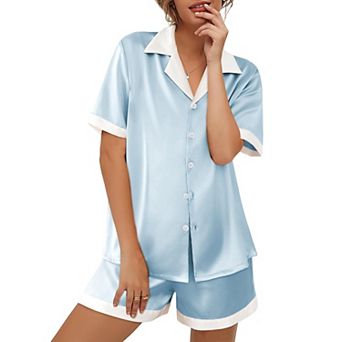 Ekouaer Womens Pajama Set Short Sleeve PJs 2 pc Button Down Top and Shorts Soft