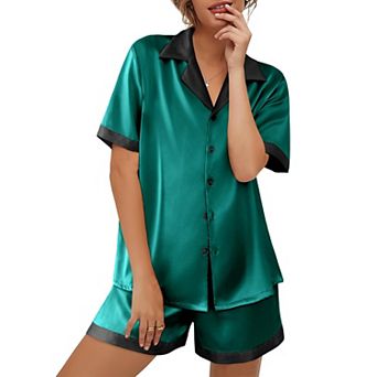 Ekouaer Womens Pajama Set Short Sleeve PJs 2 pc Button Down Top and Shorts Soft