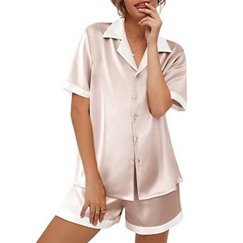 Ekouaer Womens Pajama Set Short Sleeve PJs 2 pc Button Down Top and Shorts Soft