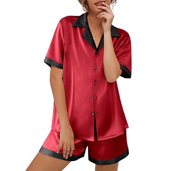 Ekouaer Womens Pajama Set Short Sleeve PJs 2 pc Button Down Top and Shorts Soft