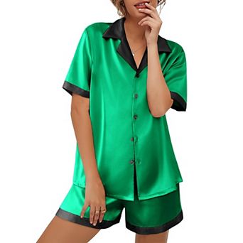 Ekouaer Womens Pajama Set Short Sleeve PJs 2 pc Button Down Top and Shorts Soft