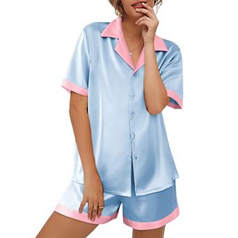 Ekouaer Womens Pajama Set Short Sleeve PJs 2 pc Button Down Top and Shorts Soft