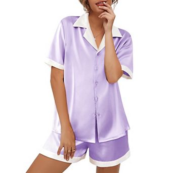 Ekouaer Womens Pajama Set Short Sleeve PJs 2 pc Button Down Top and Shorts Soft