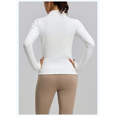 Women's Summer Sun Jacket, Slim Fit Zip Up Long Sleeve Workout Top with Thumb Holes