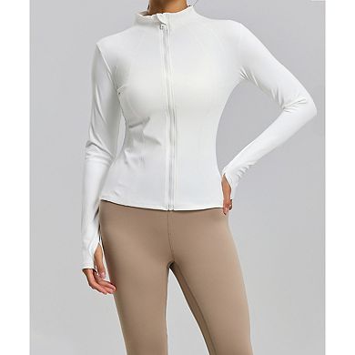 Women's Summer Sun Jacket, Slim Fit Zip Up Long Sleeve Workout Top with Thumb Holes