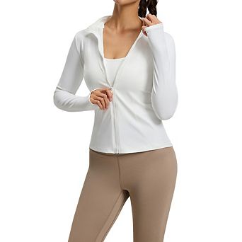 Women's Summer Sun Jacket, Slim Fit Zip Up Long Sleeve Workout Top with Thumb Holes