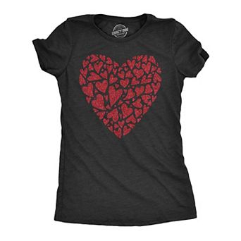 Womens Glitter Heart T Shirt Funny Awesome Valentines Day Hearts Lovers Tee for Ladies