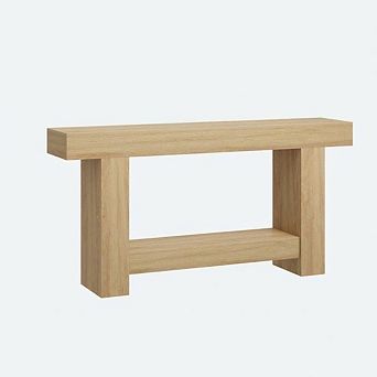 63" Entryway Table with Storage Rustic Wood Sofa Table Behind Couch Accent Table for Living Room