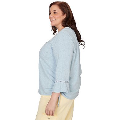 Plus Size Alfred Dunner Center Scroll Embroidered Side Tie Top