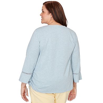 Plus Size Alfred Dunner Center Scroll Embroidered Side Tie Top