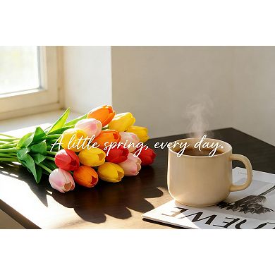 20 Tulips Artificial Flowers Pu Real Touch Spring Decor