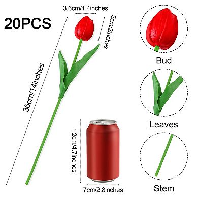 20 Tulips Artificial Flowers Pu Real Touch Spring Decor