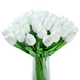 20 Tulips Artificial Flowers Pu Real Touch Spring Decor