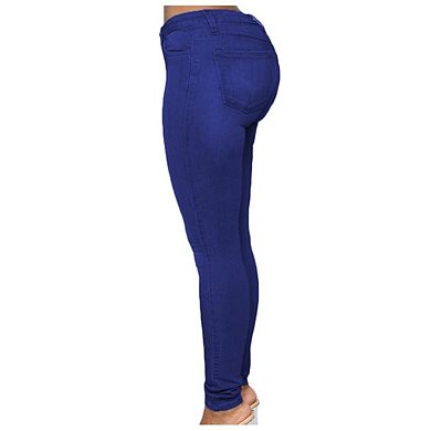 Women's Plus Size High Waisted Skinny Stretch Jeans Solid Color Trendy Denim Pants