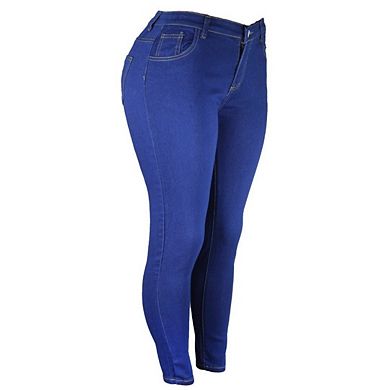 Women's Plus Size High Waisted Skinny Stretch Jeans Solid Color Trendy Denim Pants