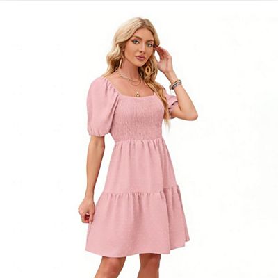 short flowy pink dress pink flowy mini dress Sharmane Pink Mini Dress