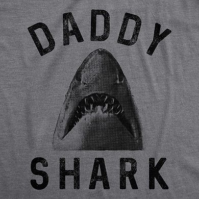 Mens Daddy Shark T Shirt Funny Shark Face Chomp Jaws Fathers Day Graphic Tee