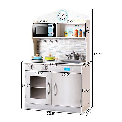 Gymax Kids Wooden Pretend Cooking Playset Cookware Play Kitchen Toy Gift Set