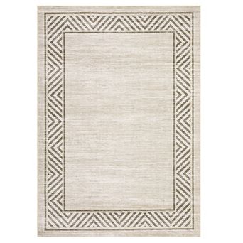 Fashionwu Modern Geometric Border Rug Low Pile Non Slip Washable Soft Carpet Thin Mat