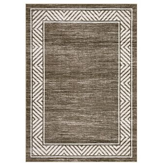 Fashionwu Modern Geometric Border Rug Low Pile Non Slip Washable Soft Carpet Thin Mat