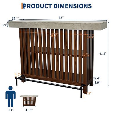 ANIXOL Counter Height Storage Bar Table