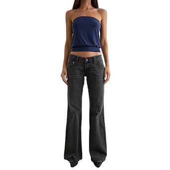 Women's Mid Rise Stretchy Bootcut Jeans, Curvy Fit Flared Denim Pants