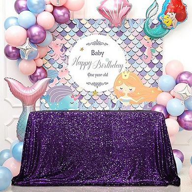 Purple Sparkly Tablecloth, Decorative, Durable, Party-Ready