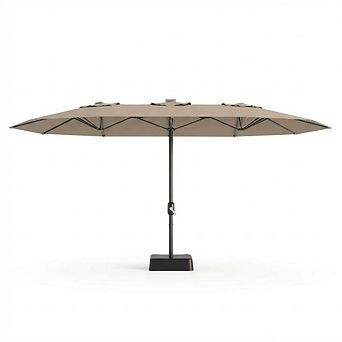 Double Sided Patio Umbrella with Base Crank Lift Outdoor Sun Shade for Garden