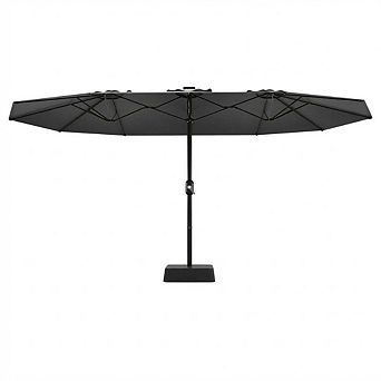 Double Sided Patio Umbrella with Base Crank Lift Outdoor Sun Shade for Garden