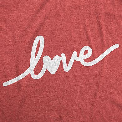Womens Funny T Shirts Love Script Sarcastic Valentines Day Gift Tee For Ladies