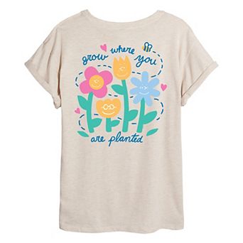 Juniors' Peanuts Grow Where You Are Planted Oversized Graphic Tee