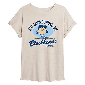 Juniors' Peanuts Lucy I'm Surrounded By Blockheads Oversized Graphic Tee