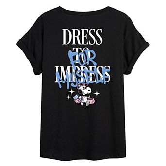Juniors' Peanuts Belle Dress For Myself Oversized Graphic Tee
