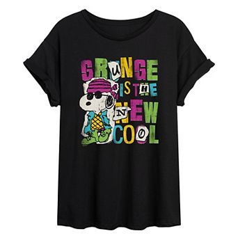 Juniors' Peanuts Snoopy Grunge Oversized Graphic Tee