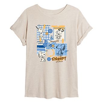 Juniors' Peanuts Snoopy Oversized Graphic Tee
