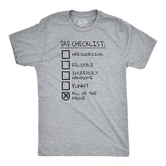Mens Dad Checklist T Shirt Funny Fathers Day Tee Dad Gift Ideas